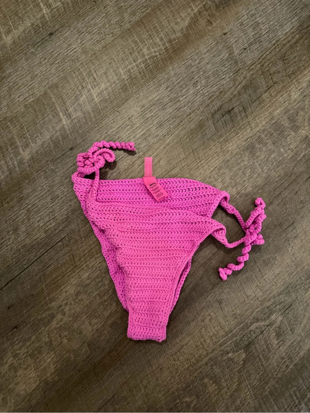 SKIMS Crochet Tie-Side Bikini Bottom - Bright Pink